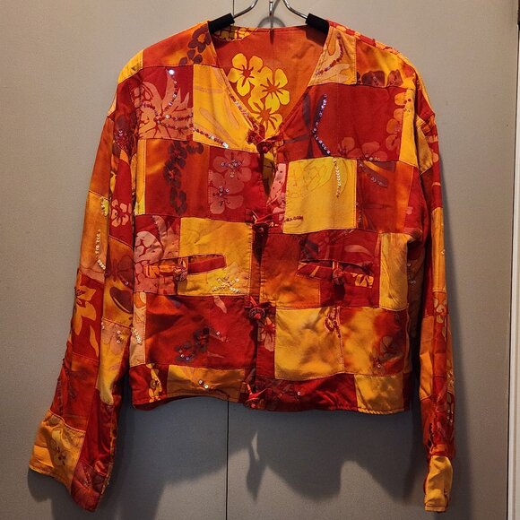Tropical Tantrums Hawaiian Hand Painted Batik Reversible Jacket One Size - Picture 1 of 12